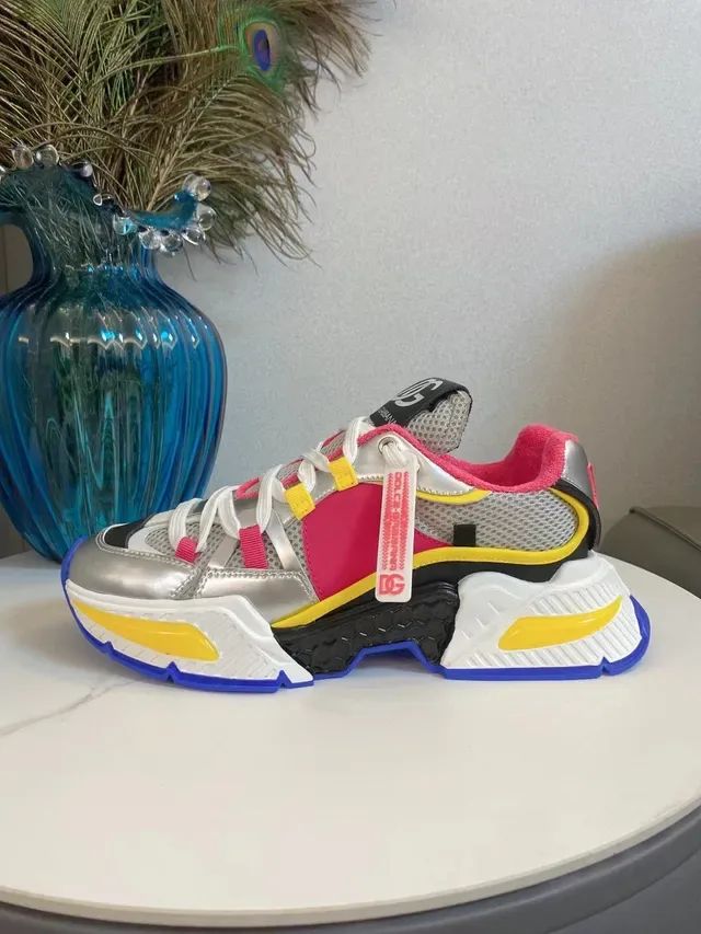 Dolce & Gabbana Multicolor Platform Sole Multi-Panel Metallic Mesh Upper Chunky Sneakers 5