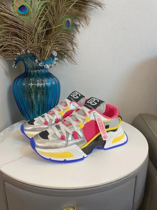 Dolce & Gabbana Multicolor Platform Sole Multi-Panel Metallic Mesh Upper Chunky Sneakers 7