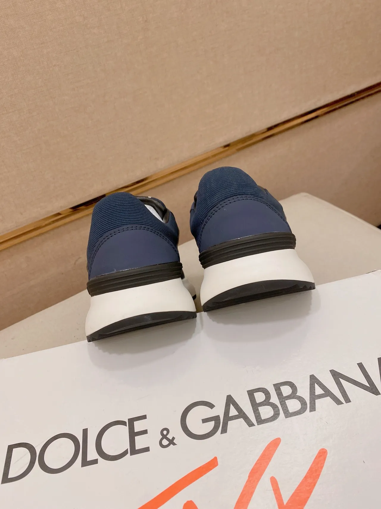 Dolce & Gabbana Tênis Lifestyle Navy White Blue com parte superior de sintético-mesh placa metálica com logo DG 3