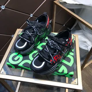 Dolce & Gabbana NS1 Noir Vert Semelle Plateforme Lacets Tressés Marqués Sneakers Chunky