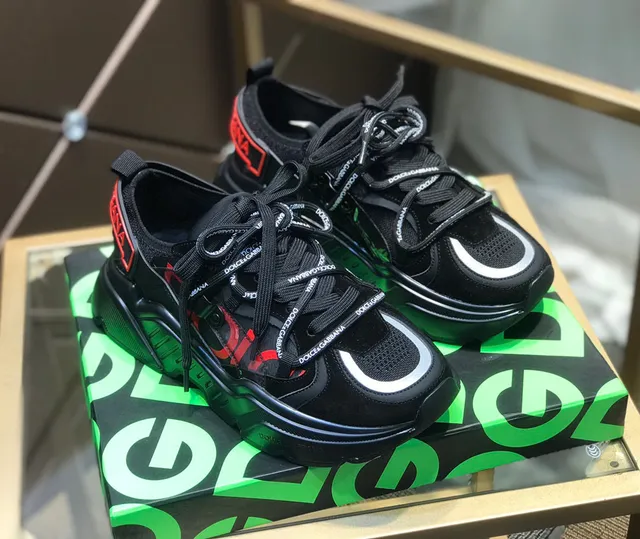 Dolce & Gabbana NS1 काला हरा प्लेटफॉर्म सोल ब्रांडेड वूवन लेस चंकी स्नीकर 7