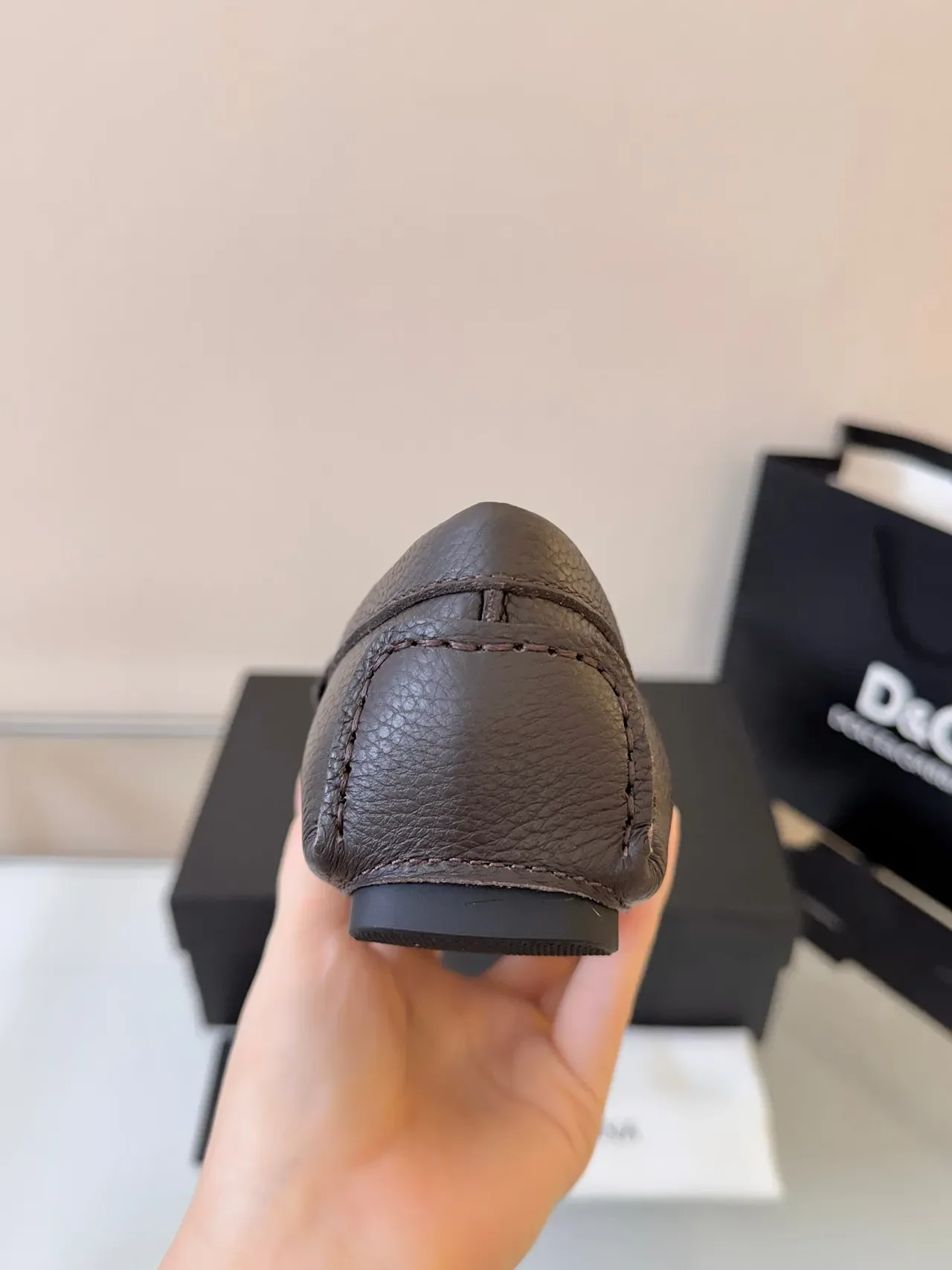 Dolce & Gabbana Portofino Marrón Naranja Cuero Granulado Dorada DG Logo Hebilla Mocasín 4