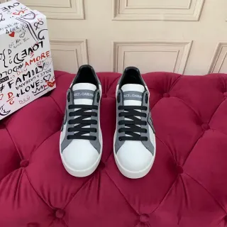 Dolce & Gabbana Portofino tênis de estilo de vida branco e cinza