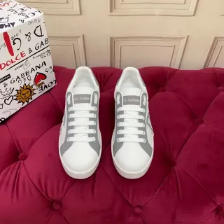 Dolce & Gabbana White and Gray Panelled Lifestyle Sneakers