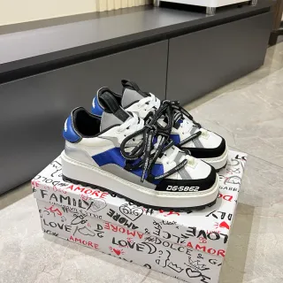 Dolce &amp; Gabbana Blanc Bleu Semelle plateforme Multi-panneau Stratifié Supérieur Sneakers chunky