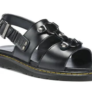 Dr. Martens काला पीला चमड़ा मल्टी-स्ट्रैप ग्लाडिएटर सैंडल
