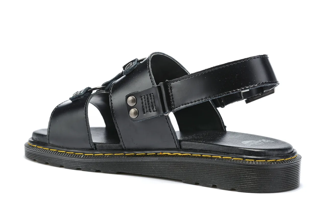Dr. Martens काला पीला चमड़ा मल्टी-स्ट्रैप ग्लाडिएटर सैंडल 6