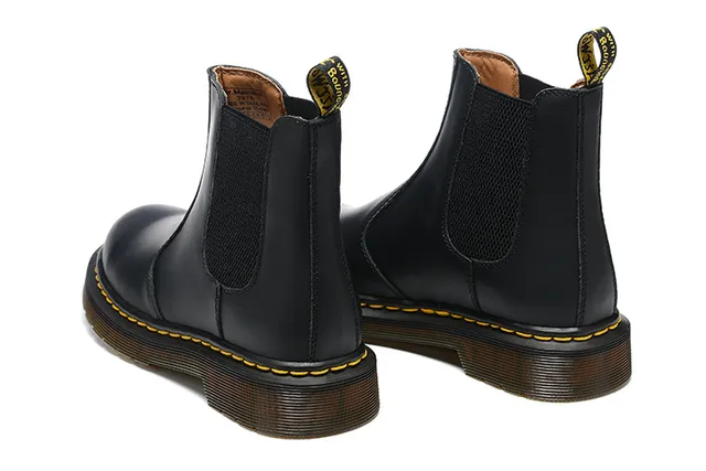 Dr. Martens Bottine Chelsea Noir Jaune Cuir Lisse Goussets Élastiques Côtier Bottes Chelsea 3