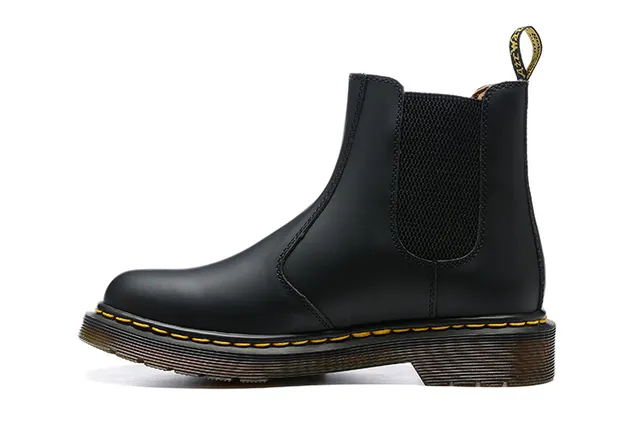Dr. Martens Bottine Chelsea Noir Jaune Cuir Lisse Goussets Élastiques Côtier Bottes Chelsea 7