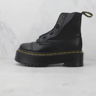 Dr. Martens Jadon Platform Black Pebbled Leather Cap Toe Martin Boots
