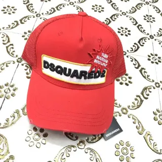 Dsquared2 ICON লাল সাদা এমব্রয়ডারি প্যাচ লোগো মেশ ব্যাক নির্মাণ বেসবল ক্যাপ