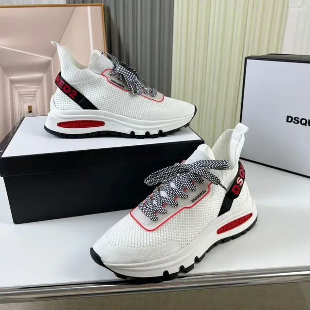 Dsquared2 ICON Branco Preto Vermelho Tênis lifestyle 7