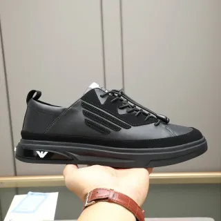 Emporio Armani Black Leather-Suede Lifestyle Sneaker