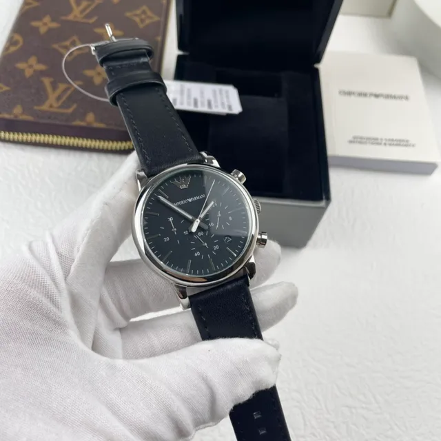 Emporio Armani ক্রোনোগ্রাফ কালো মেশ স্ট্র্যাপ কোয়ার্টজ ঘড়ি 2