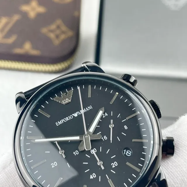 Emporio Armani ক্রোনোগ্রাফ কালো মেশ স্ট্র্যাপ কোয়ার্টজ ঘড়ি 6