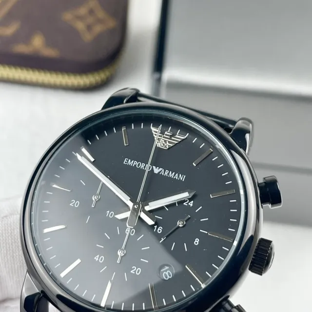 Emporio Armani ক্রোনোগ্রাফ কালো মেশ স্ট্র্যাপ কোয়ার্টজ ঘড়ি 7