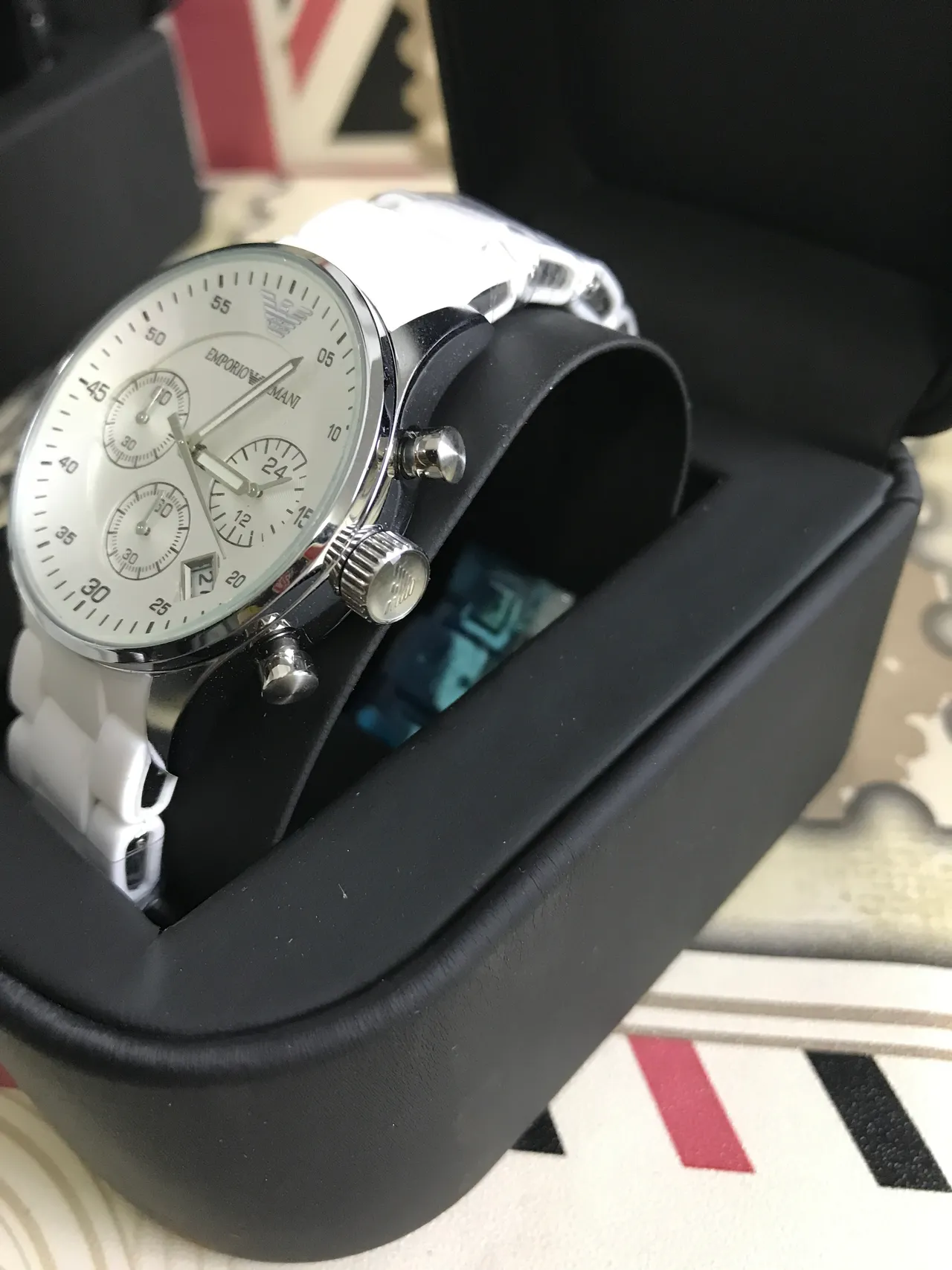 Emporio Armani 计时 白陶瓷表带 石英表 2