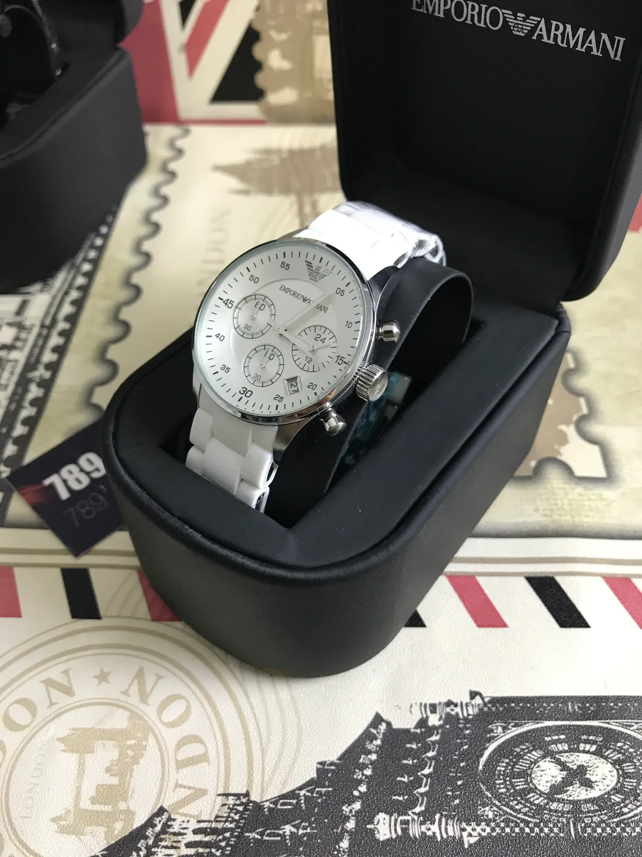 Emporio Armani 计时 白陶瓷表带 石英表 3