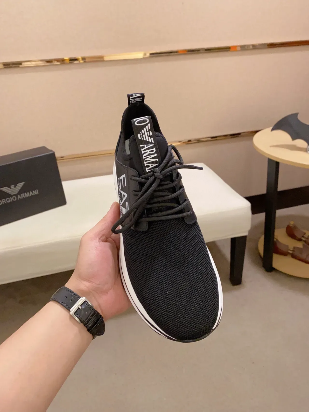 Emporio Armani EA7 Sneakers Lifestyle Noires en Maille et Synthétique avec Logo Accentué 3