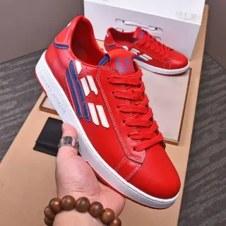 Emporio Armani EA7 Red Leather Low-Top Lifestyle Sneakers