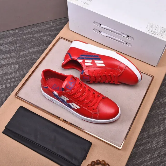 এম্পোরিও আরমানি EA7 লাল চামড়ার নিম্ন-টপ লাইফস্টাইল স্নিকার 8