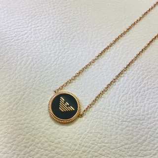 Emporio Armani Collar Águila Logo Esmalte Negro Cadena Oro