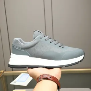 Emporio Armani Gray Mesh and Synthetic Lifestyle Sneaker