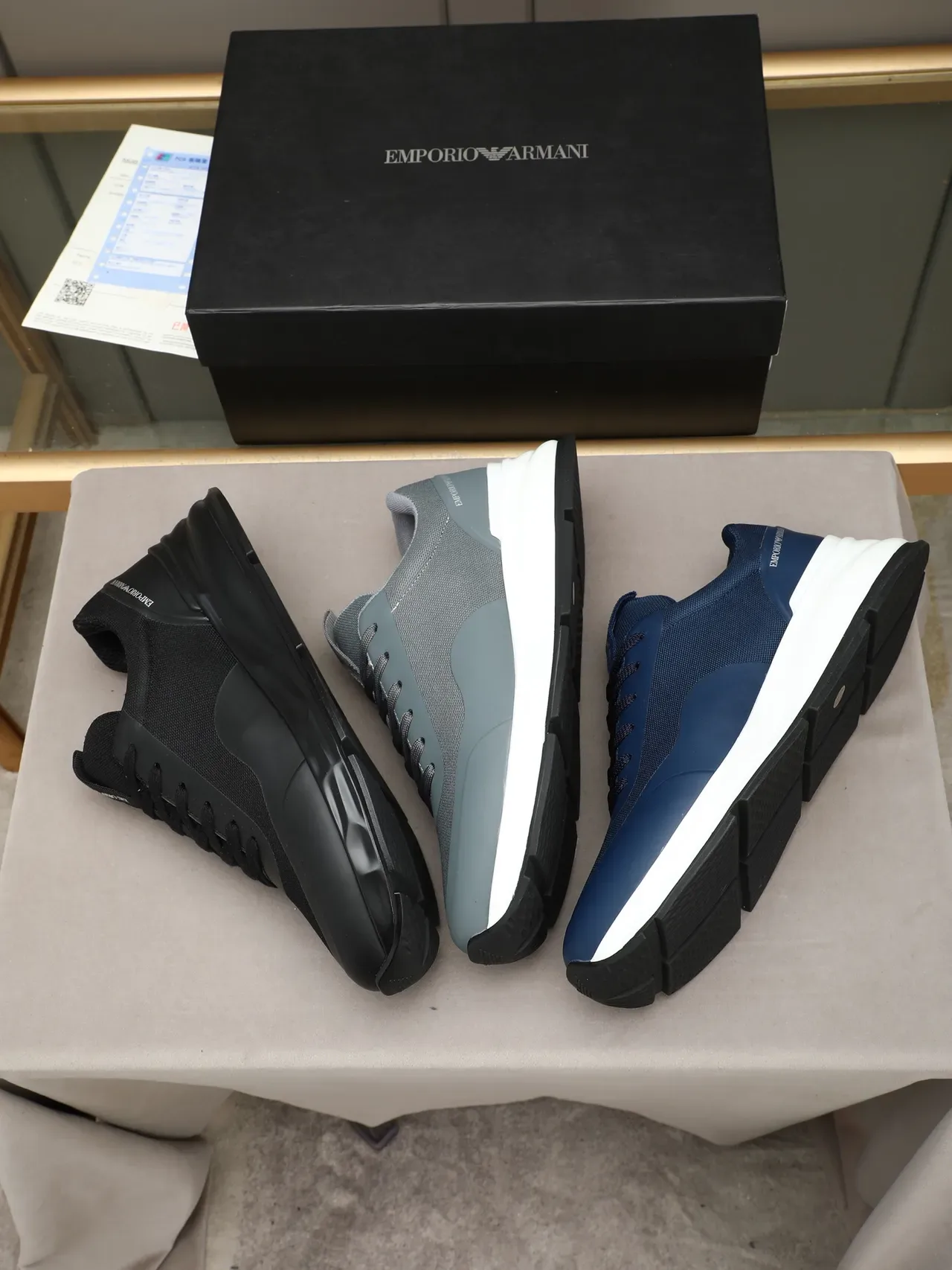 Emporio Armani حذاء رياضي أسلوب حياة رمادي شبكي وصناعي 2