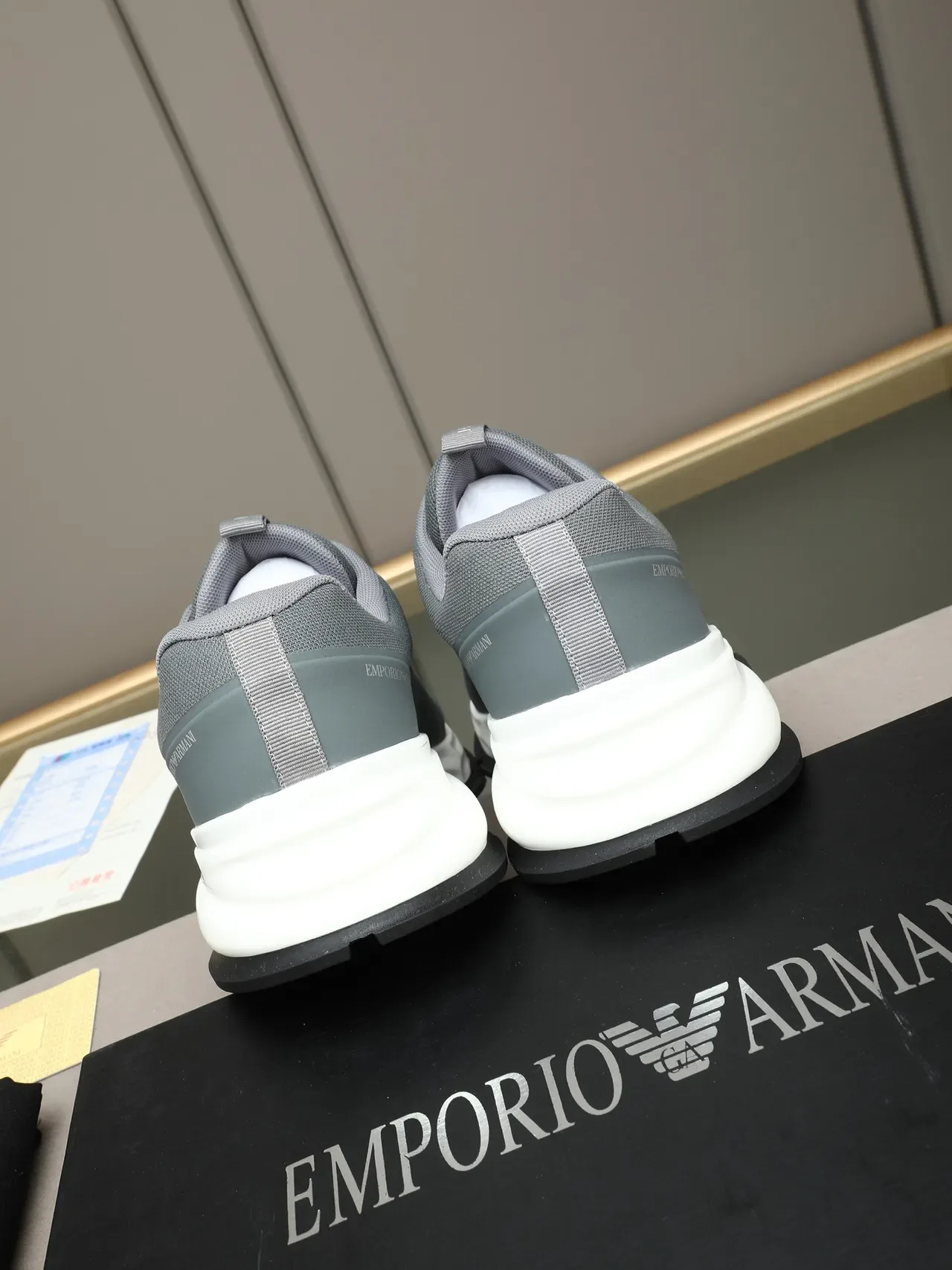 Emporio Armani حذاء رياضي أسلوب حياة رمادي شبكي وصناعي 3