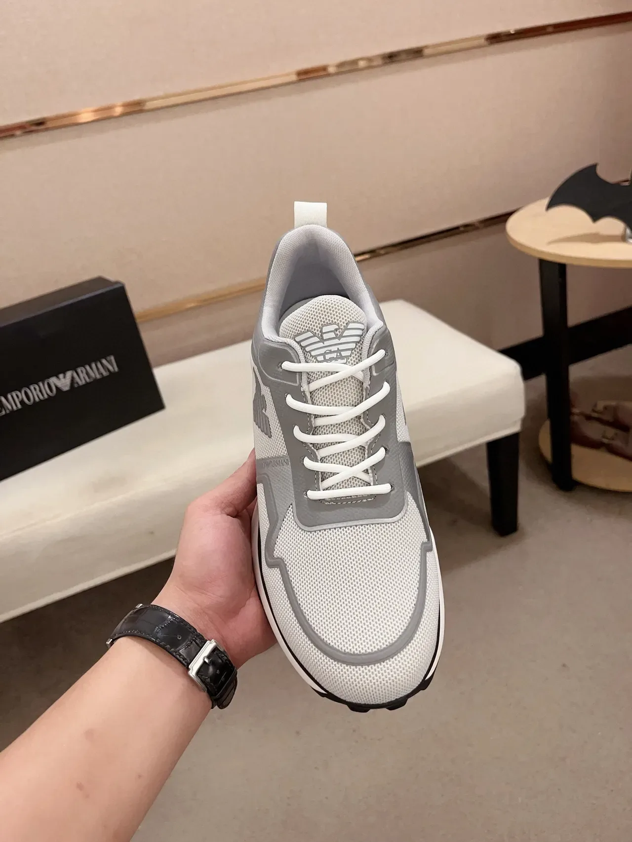 Emporio Armani Gris Maille et Recouvrement Synthétique Sneaker Lifestyle 2