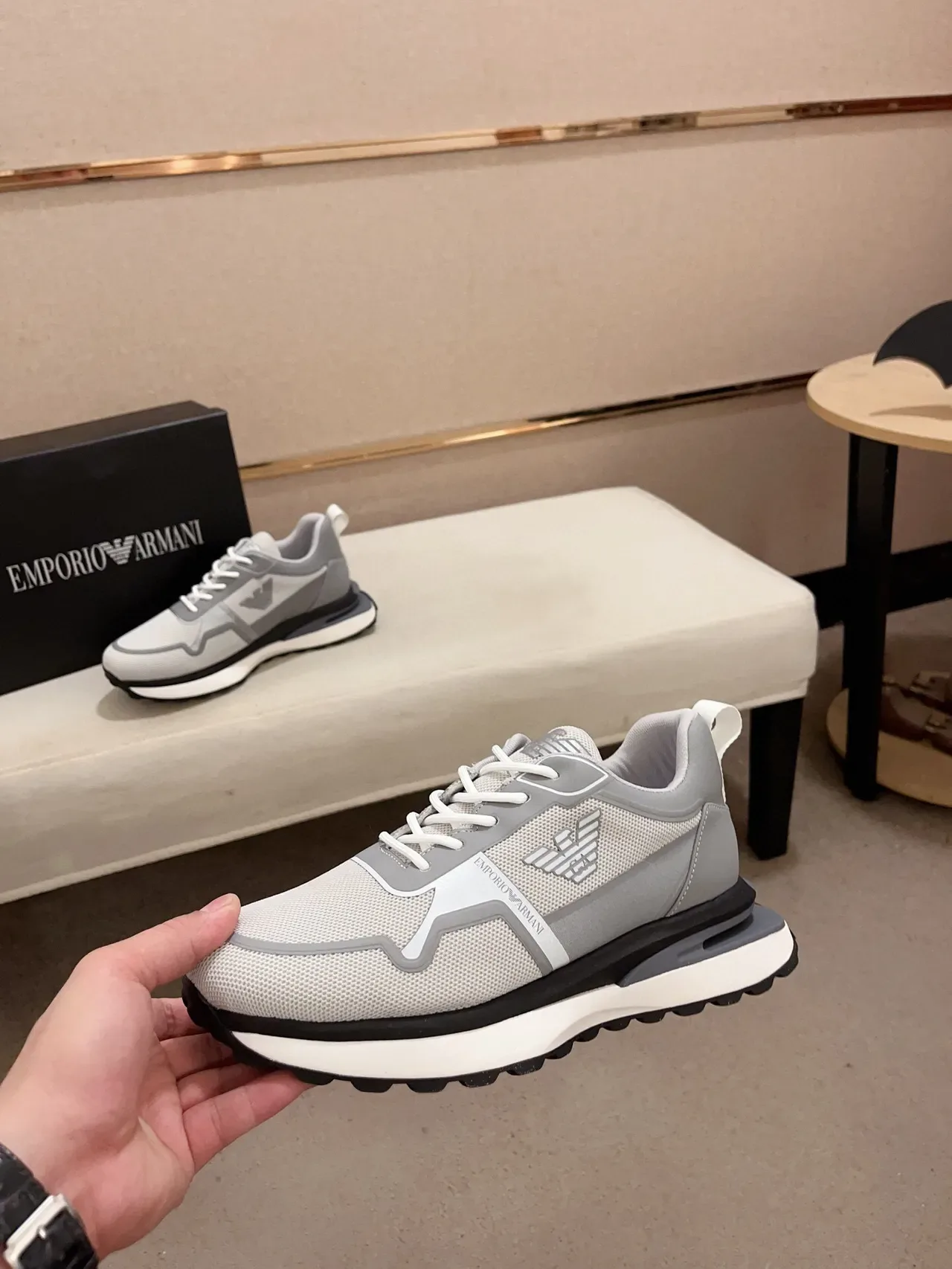Emporio Armani Gris Maille et Recouvrement Synthétique Sneaker Lifestyle 3