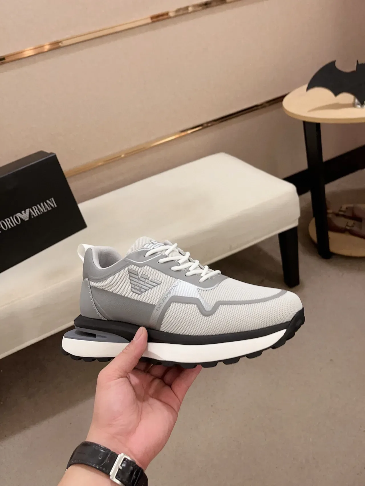 Emporio Armani Gris Maille et Recouvrement Synthétique Sneaker Lifestyle 4