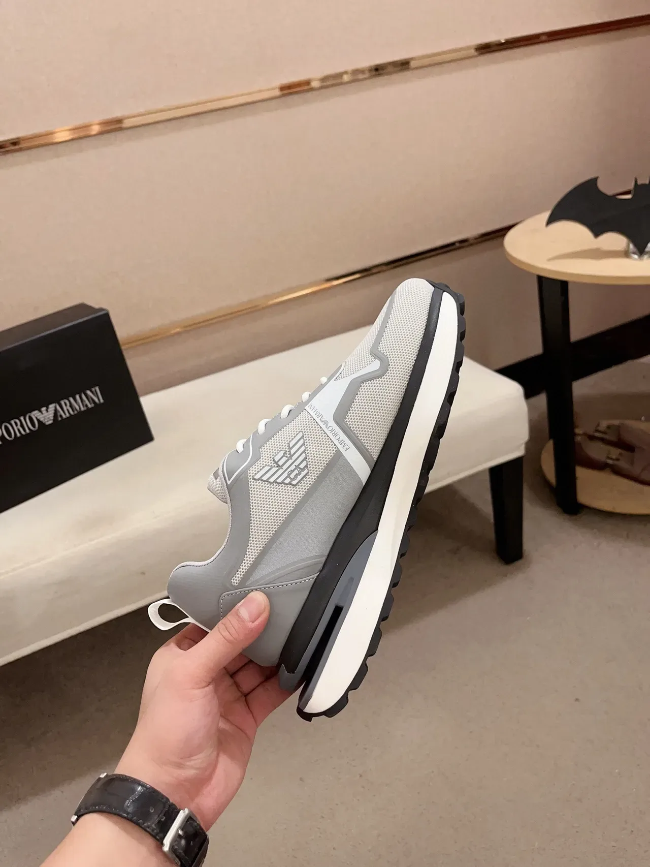 Emporio Armani Gris Maille et Recouvrement Synthétique Sneaker Lifestyle 5