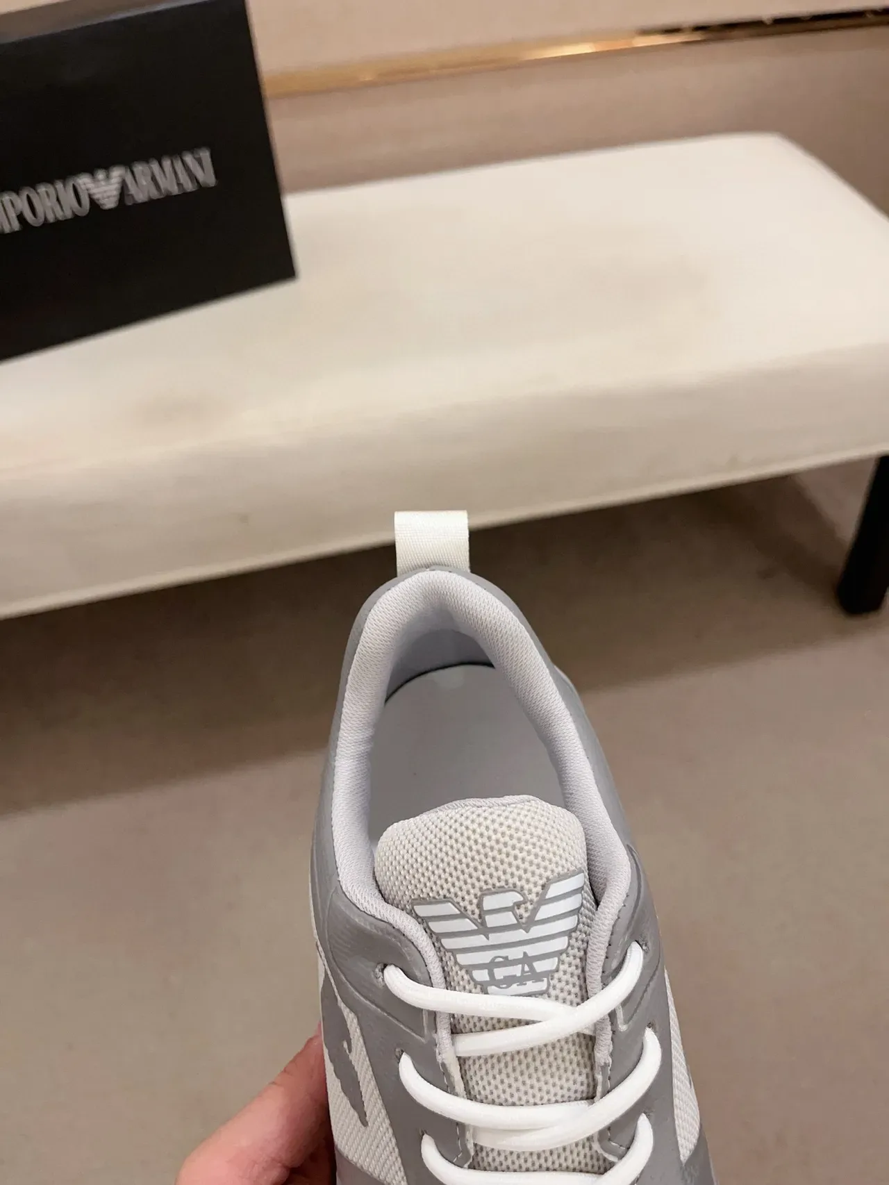 Emporio Armani Gris Maille et Recouvrement Synthétique Sneaker Lifestyle 6