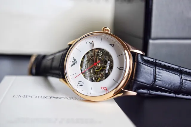 Emporio Armani Meccanico 白色黄金 镂空玫瑰金表壳 Mechanical Watch 6