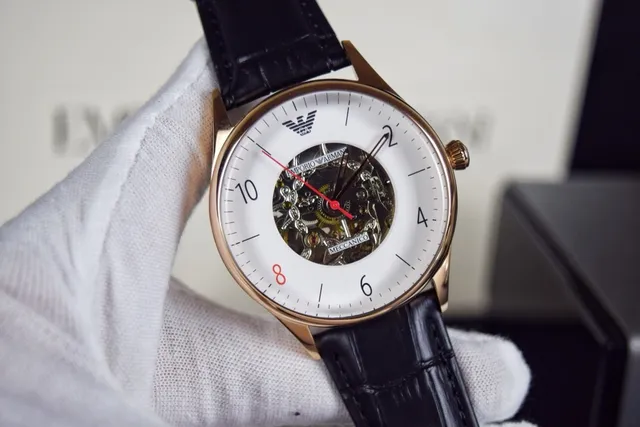 Emporio Armani Meccanico 白色黄金 镂空玫瑰金表壳 Mechanical Watch 8
