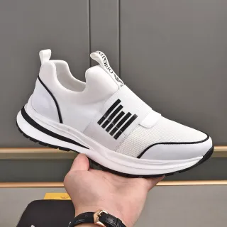 Emporio Armani Slip-On Lifestyle Sneaker Blanco Negro Malla-y-Sintético Superior Lifestyle Sneakers