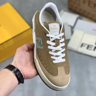 Fendi Beige White Perforated Suede And Leather Upper Contrasting Laces Lining Lifestyle Sneakers — Fendi Lifestyle Sneakers photo from the Yupoo catalog
