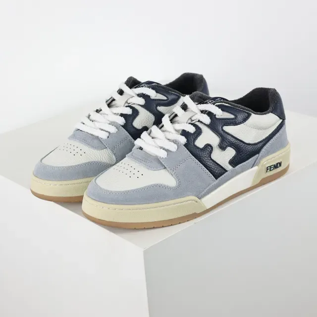 Fendi Blue Navy Low-Top Multi-Material Upper Lifestyle Sneakers 2
