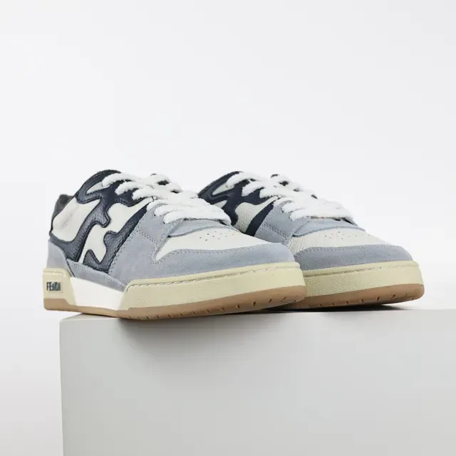 Fendi Blue Navy Low-Top Multi-Material Upper Lifestyle Sneakers 3