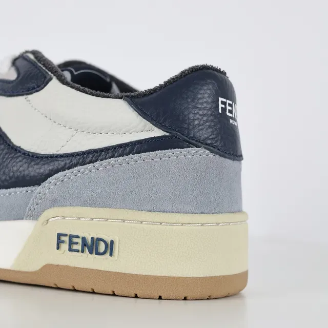 Fendi Blue Navy Low-Top Multi-Material Upper Lifestyle Sneakers 4