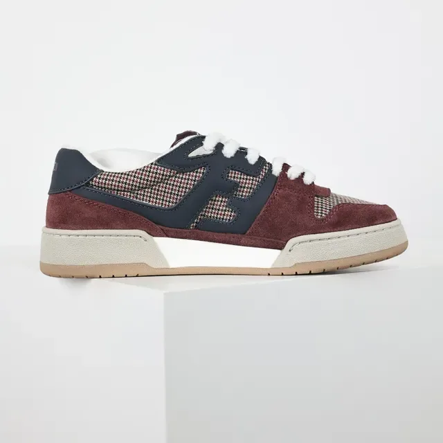 Fendi Bordeaux Marine Pied de Poule Et Daim Supérieur Panneau Logotype Interlocking FF Sneakers Lifestyle 7