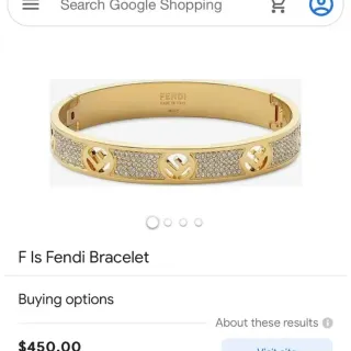 فيندي F Is Fendi ذهبي اللون باڤيه كريستال شعار F المزدوج سوار كف