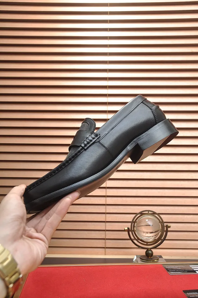 Fendi FF Loafer Black Beige Leather Zucca Fabric Vamp Loafer 6
