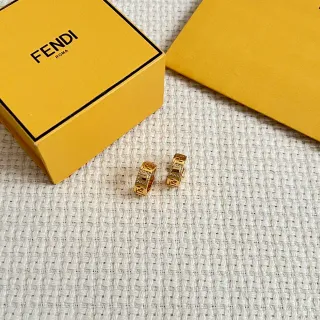 Fendi FF Logo Hoop Gold motivo transparente Brincos