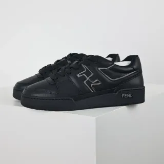 Fendi First All-Black Leather FF Logo Lifestyle Sneakers