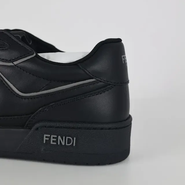 Fendi First 全黑皮革 FF Logo 生活方式运动鞋 4