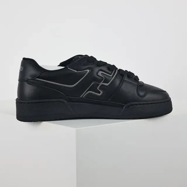 Fendi First 全黑皮革 FF Logo 生活方式运动鞋 7