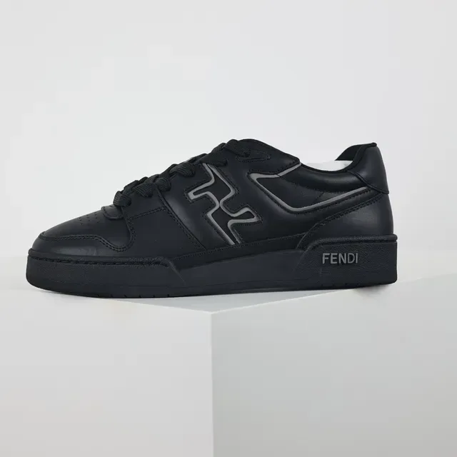 Fendi First 全黑皮革 FF Logo 生活方式运动鞋 9