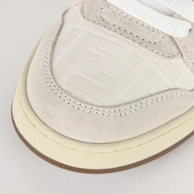 Fendi First Beige Brown Layered Suede And Textile Upper Tonal FF Motif Overlay Lifestyle Sneakers 5